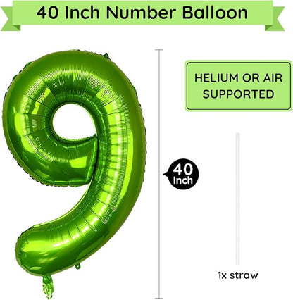 40 Inch Green Number Balloon 9, Large Number Foil Balloons Mylar - Image 2