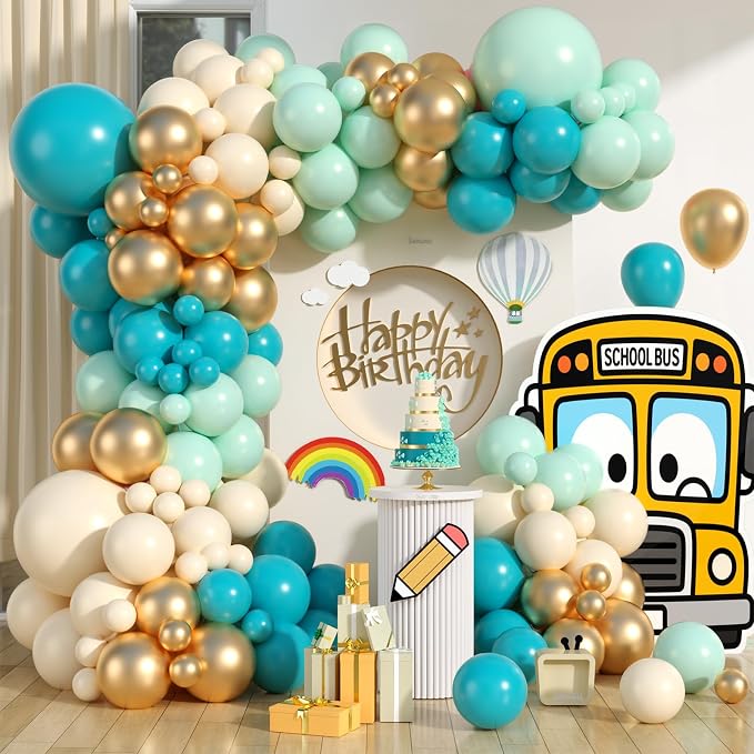 Teal Balloons Arch Kit, Teal Green Balloon Garland Arch Kit, Macaron Teal Blue by Saxuxu