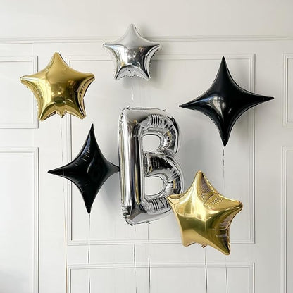 Black Star Balloons, 26Inch and 10Inch Black Quadrangle Helium Polyester Film - Image 3