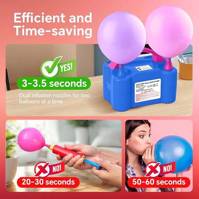 Electric Balloon Pump, 110V 600W Portable Dual Nozzles Balloon Pump, Air Pump - Image 2