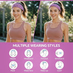 Sweat Headbands for Women - Moisture Wicking Wide Yoga Headband, Non Slip Soft Elastic Sports Headbands for Workout, Running, Gym - 5 Pack Colorful Assorted