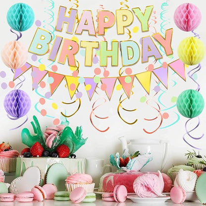 Fecedy Macaron Superlarge Alphabet Happy Birthday Banner Colorful Flag Bunting - Image 4