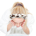 Zkptops Spa Headband for Washing Face Wristband Set Sponge Makeup Skincare Headband Wrist Plush Bubble Get Ready Hairbands for Women Puffy Headwear Non Slip Thick Thin Hair Accessory(Beige Leopard)