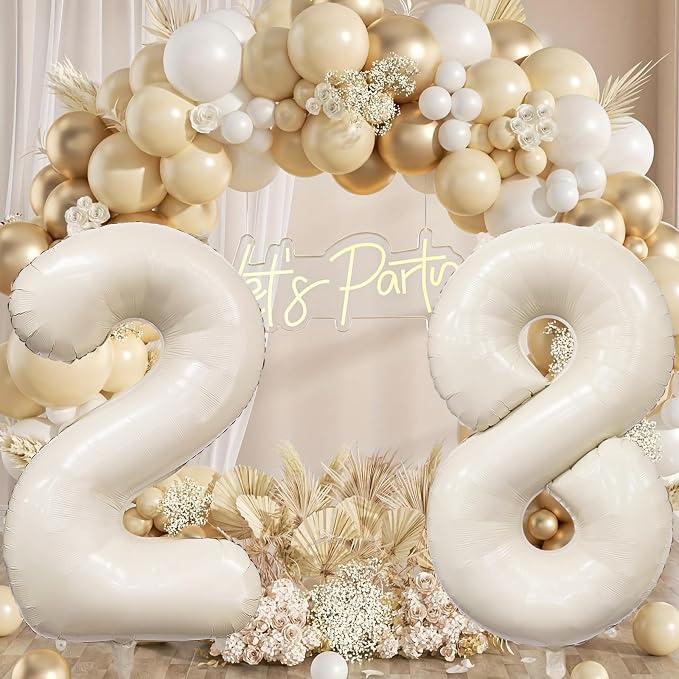 Cream Number 8 Balloon 40 Inch Beige Nude Number 8 Balloon - Image 4