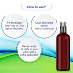 Empty Amber Color Hair Root Comb Applicator Bottle with Comb Cap for applying Hair Oil, Shampoo & Hair Dye, Refillable, Leak Proof, Reusable Multipurpose Use - 100 ml Pack of 4
