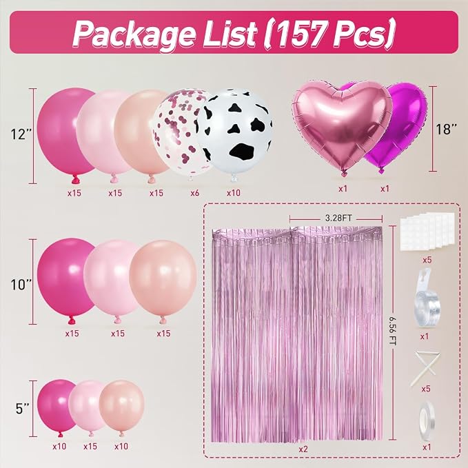 Pink Cow Print Balloons Garland Arch Kit - Image 2