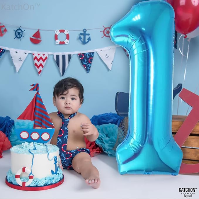 KatchOn Blue Number 1 Balloon for 1st Birthday Decorations - Image 7