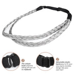 DIGUAN Double Three Strand Synthetic Hair Braided Headband Hairpiece Extension Women Girl Beauty accessory (Smoky Gray)