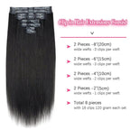 Seamless PU Yaki Straight Clip in Hair Extensions Real Human Hair For Women Invisible Yaki Straight Clip ins (20inch,#1B)