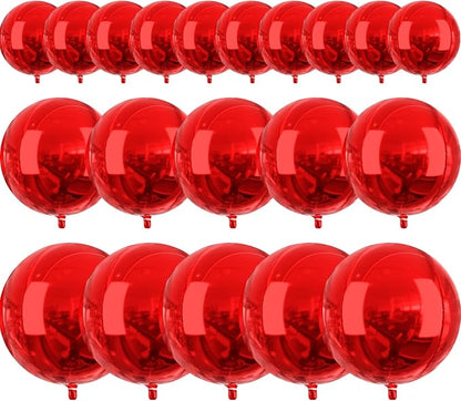 PartyWoo Red Large Round Giant Foil 4D Balloons 20pcs Different Sizes | 22 15 by PartyWoo