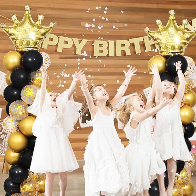 Black Gold Balloon Column Stand Kit 2 Sets, 7ft Height Adjustable Metal Balloon - Image 2