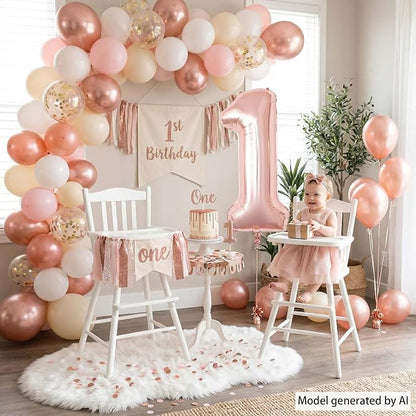 Rose Gold Number 1 Balloon 40 Inch, Elegant Blush Foil - Image 2
