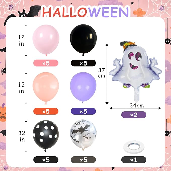 Halloween Party Balloons Black Purple Pink - Image 2