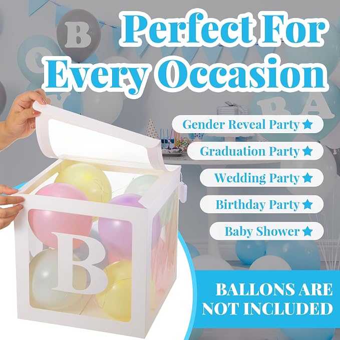 Sratte Balloon Box with Letters and Numbers Clear Blocks Boxes with LED Lights - Image 4