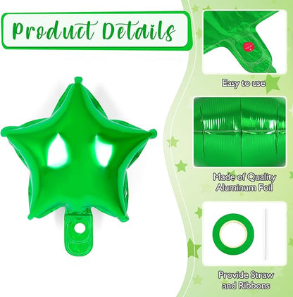 50 Pcs Star Balloons, 10 Inch Green Star Foil Balloons, Stars Shaped Balloon - Image 5