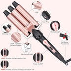 Wand Curling Iron Hair Crimper, Emocci Pro Large 3 Barrel (0.35"-1.25" Ceramic Barrel) Hair Crimper for Women Beach Waves Instant Heat Hair Waver Set for Long Hair Curlers 5-in-1 Curling Wand Set
