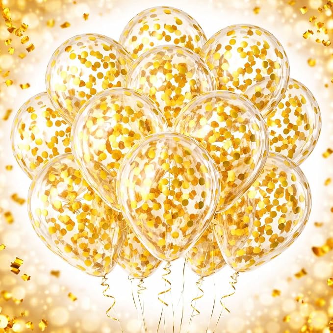Golden Confetti Latex Party Balloons 100 Pack, 12 Inch Helium Balloons by Tamodan+for+better