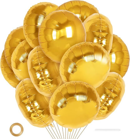 20 Pcs Gold Round Shaped Balloons, 18 Inch Round Foil Balloon, Giant Round by YOTHORN
