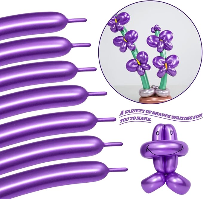 LXZFCRG 260 Long Balloons, Shiny Metallic Latex Twisting Balloon - Image 4