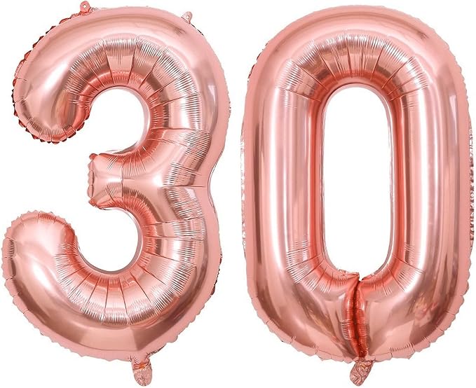 40 Inch Rose Gold 30 Number Balloons Giant Jumbo Huge 30 Foil Mylar Helium by LHOAVWE