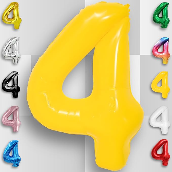 Yellow Number Balloon 4 Mylar Foil Macaron Balloons 40 inch - Image 6