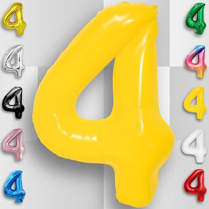 Yellow Number Balloon 4 Mylar Foil Macaron Balloons 40 inch - Image 6