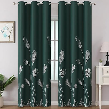 Green Blackout Curtains for Living Room 84 Inch Length 2 Panels Set, Room by ESTELARTEXTILER