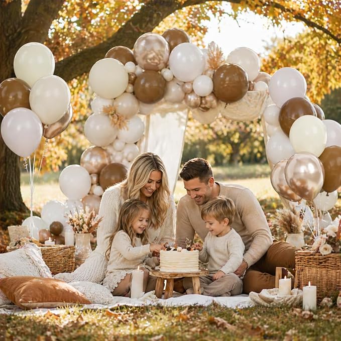 Neutral Brown Balloons, 12 Inch Brown Gold Sand White Cream Beige Ivory Helium - Image 9
