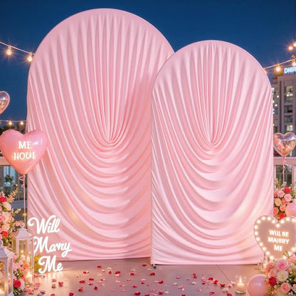 Pink Wedding Arch Backdrop Cover 7.2ft and 6ft Draped Arch Covers Stretchy - Image 4