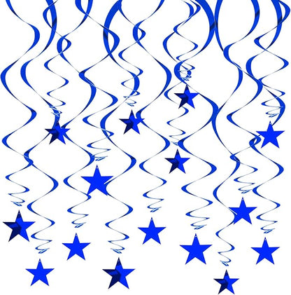 BEISHIDA Blue Star Hanging Swirl Decorations, Hanging Gold Party Supplies by Beishida