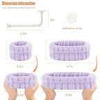 Face Wash Headband and Wristband Set of 2, Purple and Blue, Microfiber, Fitness, Unisex, with Wrist Towel Holder