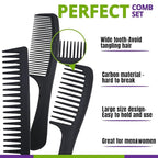 6PCS Large Wide Tooth Comb Set Detangling Shower Hair Comb Professional Carbon Fiber Cutting Comb for Women&Men's Wet Dry Curly Long Hair Anti Static Heat Resistant Comb Reduce Hair Loss and Breakage