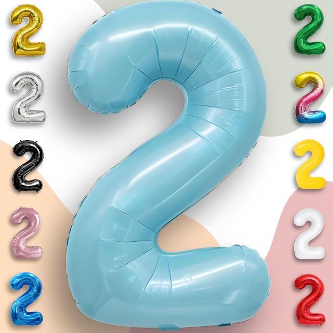Candy Blue Number Balloon 2 Mylar Foil Balloons 16 Inch - Image 5
