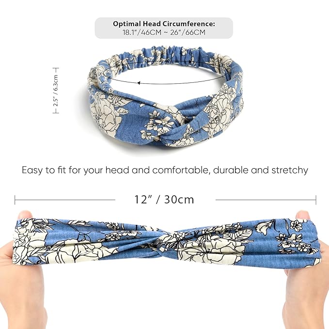Elastic Knotted Headbands for Women Cloth Head Hair Bands for Women's Hair Non Slip Boho Wrap Twisted Hair Accessories