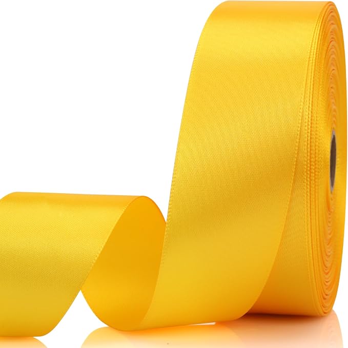 1-1/2 Inch 60 Yards Yellow Solid Satin Ribbon by Unknown
