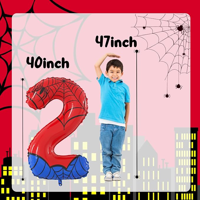 40 Inch Giant Spider Theme Number Foil Balloons Large Number 2 Balloons Kids - Image 2