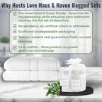 Haus & Haven Hotel Toiletry Sets - 20 Pre-Assembled 5-Piece Guest Amenities in Organza Bags - shampoo, conditioner, shower gel, body lotion and bar soap - White Tea Scent