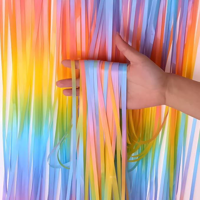 Gradient Pastel Foil Fringe Curtain - Image 2