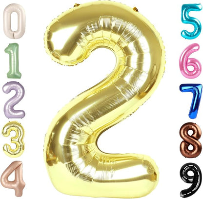 2 Balloon Number 40 Inch Light Gold Balloons by Mluchee