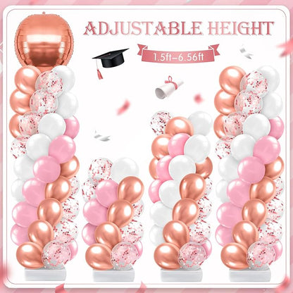 2 Sets Pink Rose Gold Balloon Column Stand Kit, Adjustable Floor Balloon Arch - Image 4