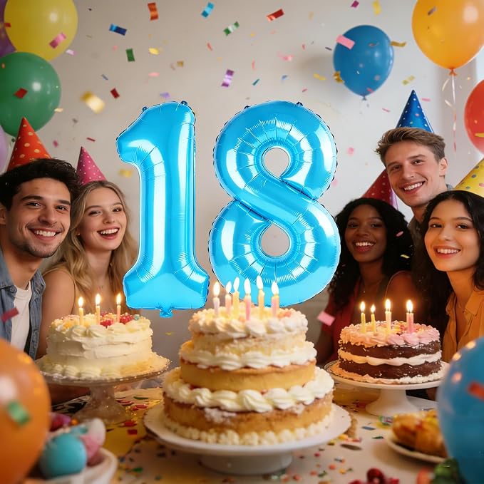 40 Inch Number 18 Balloons for 18th Birthday Party Decorations, 0-100 Jewelry - Image 2