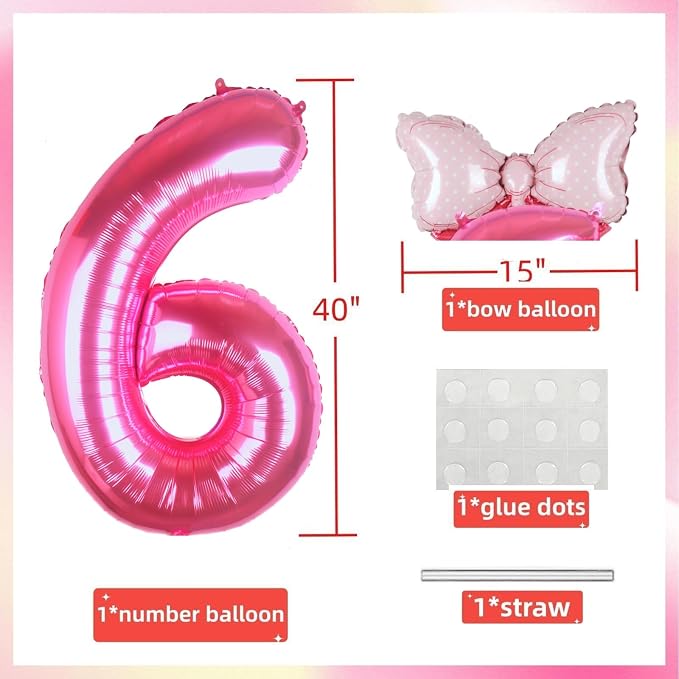 40 inch Pink Number 6 Balloon - Image 6