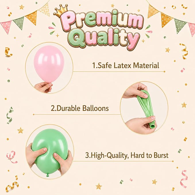 Pink and Green Balloons, for Girls Birthday Baby Shower Wedding Spring and - Image 3