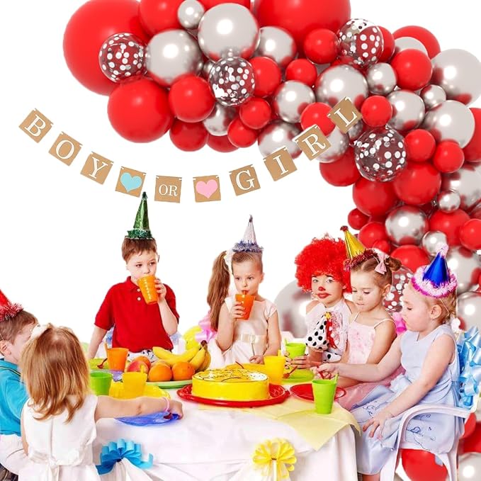 Red Silver Balloon Garland Arch Kit - Image 7