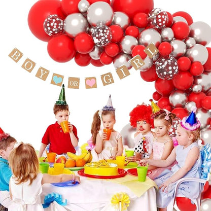 Red Silver Balloon Garland Arch Kit - Image 7
