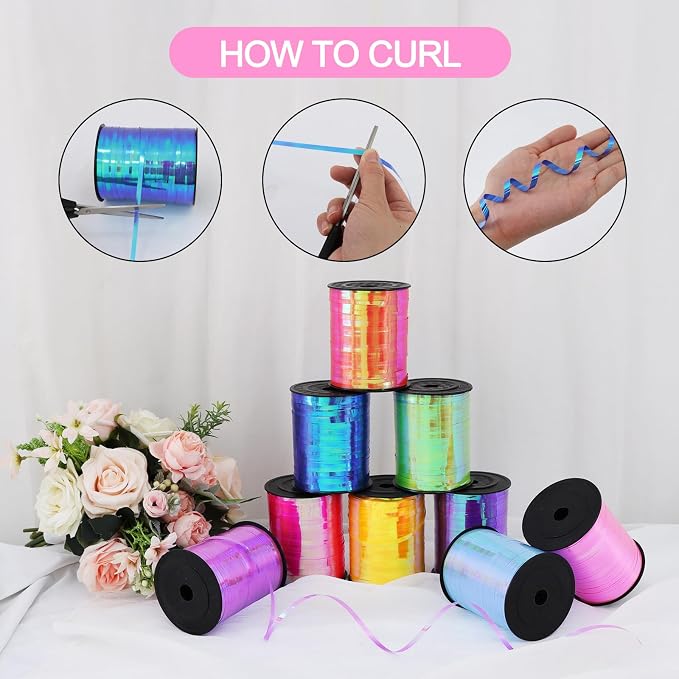 TONIFUL 500 Yards Iridescent Pink Curling Ribbon Balloon String | Iridescent - Image 3