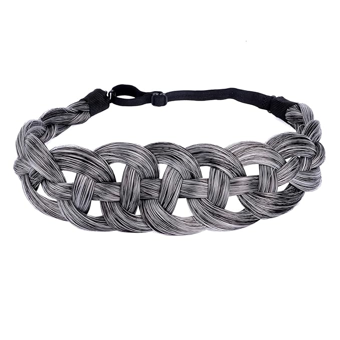 DIGUAN Hollow out Synthetic Hair Braided Headband Hairpiece Women Girl Beauty accessory for Women (Dark Gray)