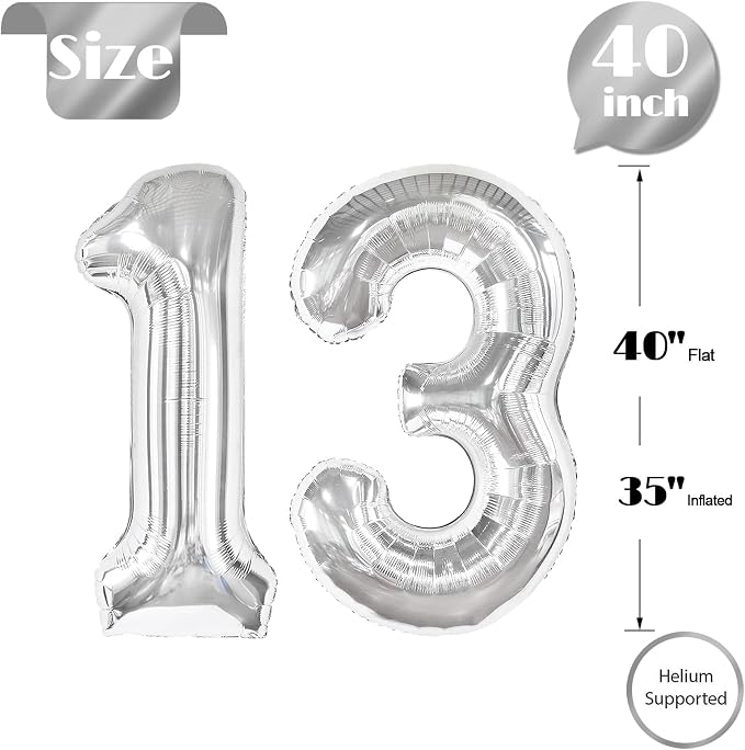 Silver Number 13 Balloon 40 Inch - Image 5