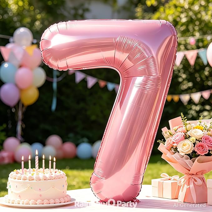 RainbowQ Pink 7 Balloon Number 40 Inch 0-40 Foil Large Balloons | Big Mylar 7 - Image 3