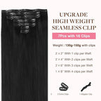GOO GOO Clip in Hair Extensions Real Human Hair, Remy Human Hair Extensions Clip ins for Women, Natural Human Hair, 16inch 130g 7Pcs, 1B Natural black